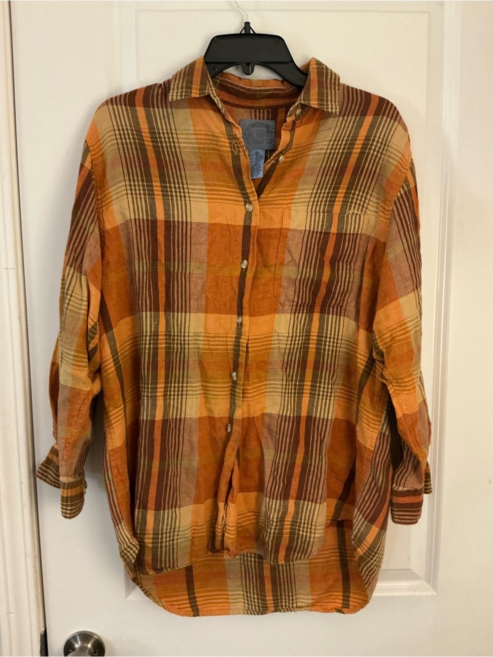 Cambridge Woods Plaid Button Down Shirt Size Medium